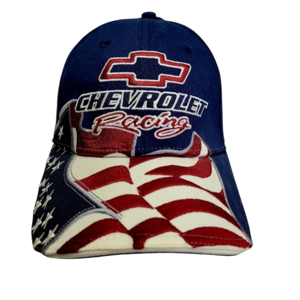 Chevrolet Chevy Racing USA Flag Cruisin Sports Embroidered A-FLEX Hat Cap